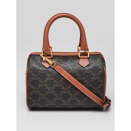 Celine Celine Brown/Black Triomphe Coated Canvas Boston Small Shoulder Bag