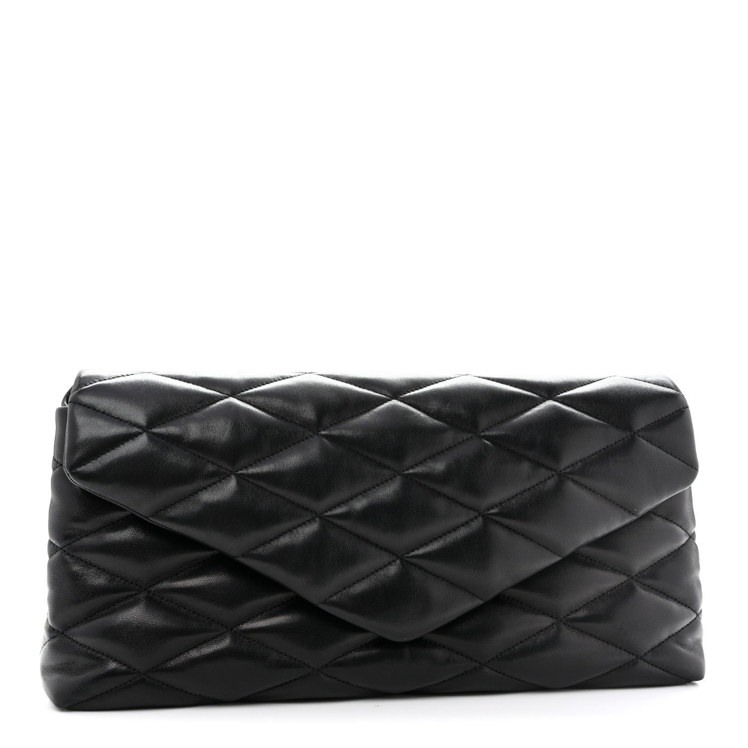 Saint Laurent Lambskin Quilted Sade Puffer Envelope Clutch Black