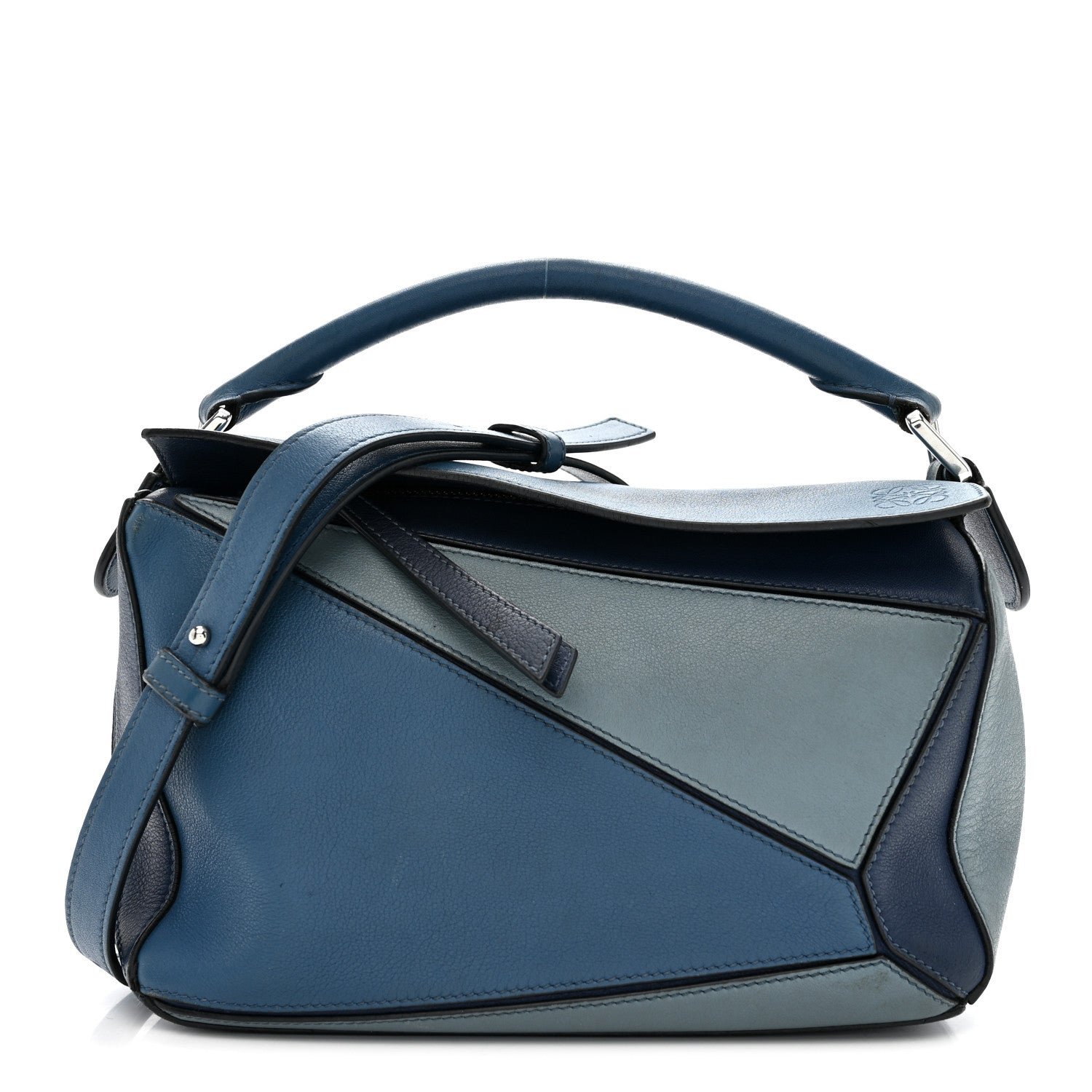 Loewe Calfskin Medium Puzzle Bag Marine Stone Steel Blue