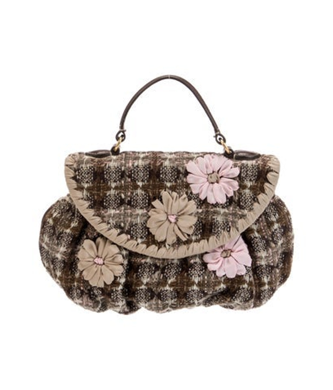 Moschino Tweed Top Handle Bag