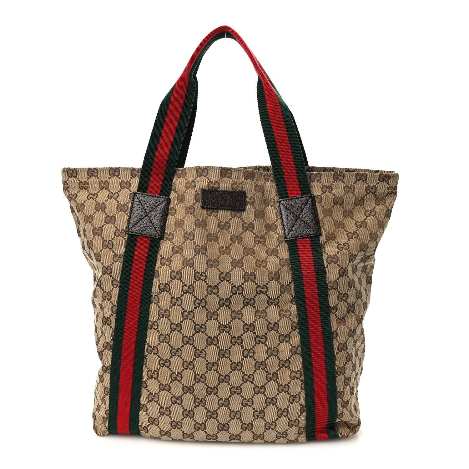 Gucci GG Monogram Medium Web Handle Vertical Tote Dark Brown