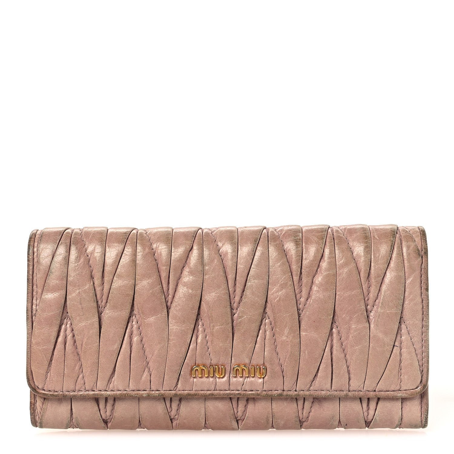 Miu Miu Nappa Lux Matelasse Flap Wallet Mughetto