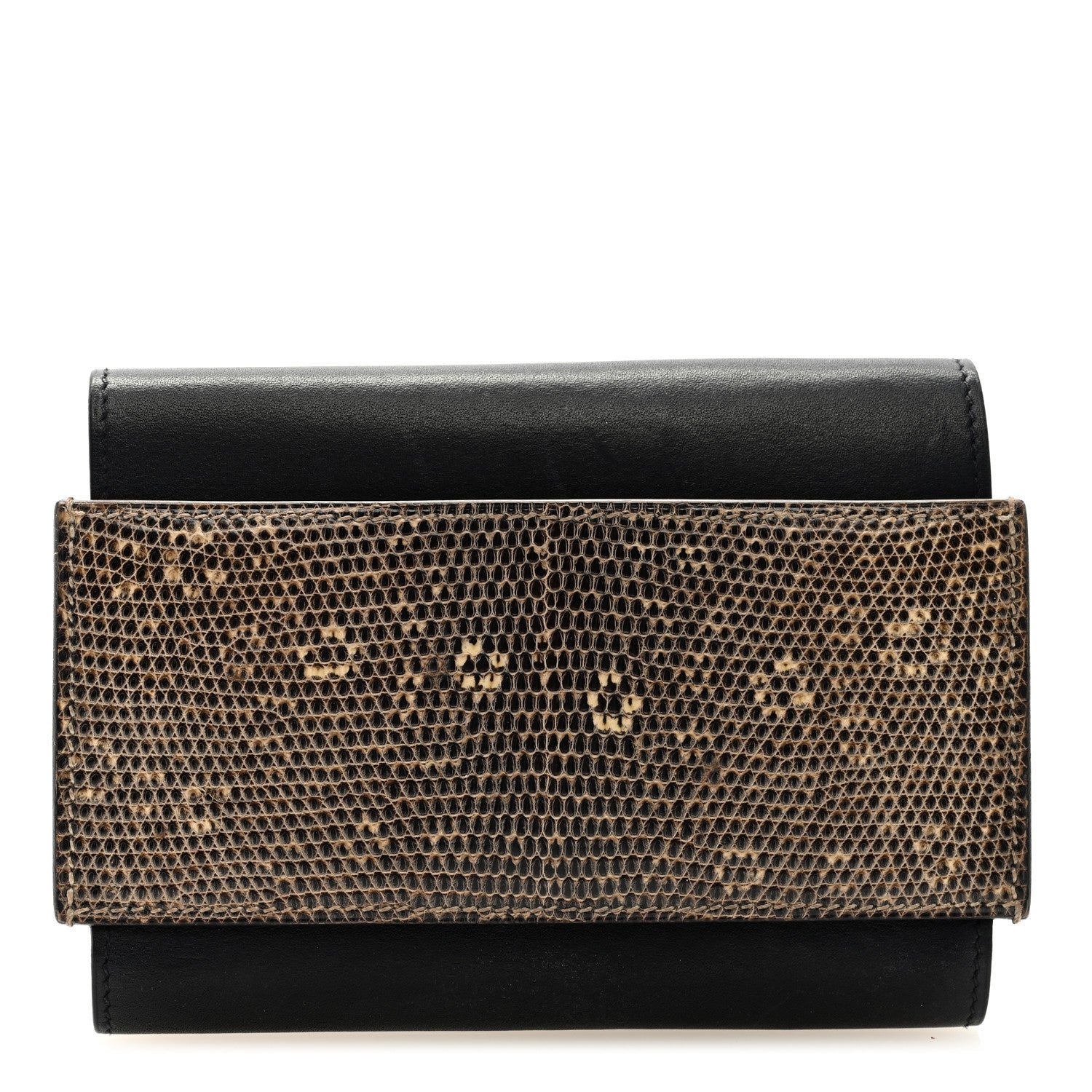 Hermes Evergrain Lizard Passant Long Wallet Black Ombre