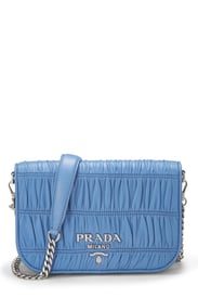 Prada Blue Nappa Gaufre Shoulder Bag