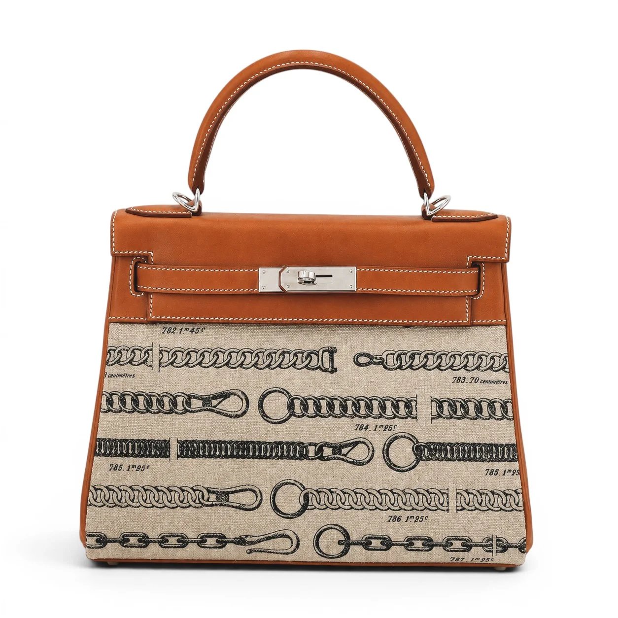 Very Good ( Rank A) HERMÈS Limited Edition Kelly 28 De Camp Dechainee Fauve (34) Barenia Toile Camp canvas Palladium hardware A (2017)