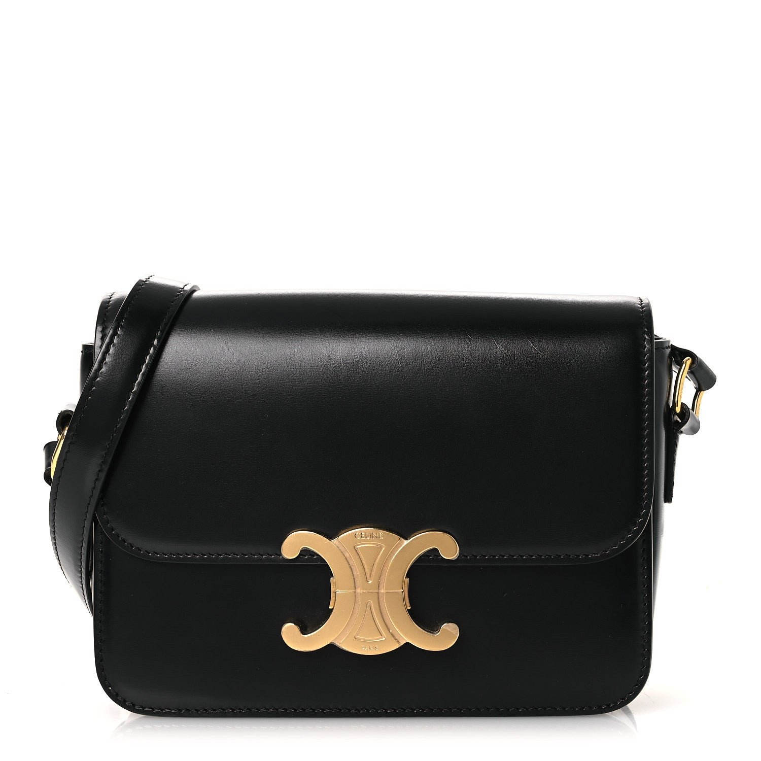 Celine Celine Shiny Calfskin Teen Triomphe Black