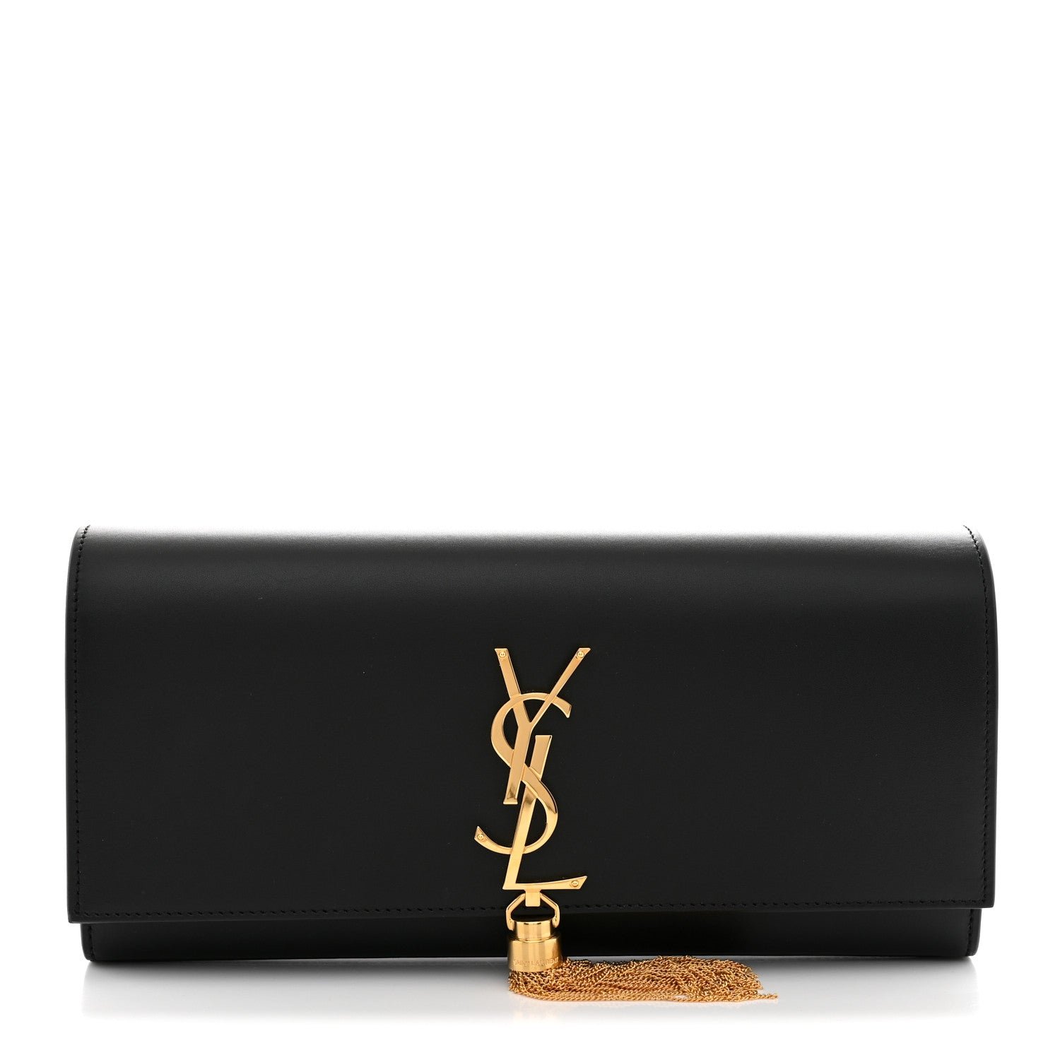 Saint Laurent Calfskin Classic Monogram Tassel Clutch Black