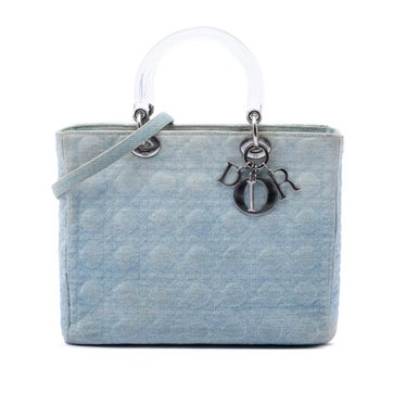 Denim Large Denim Cannage Acrylic Handles Lady Dior