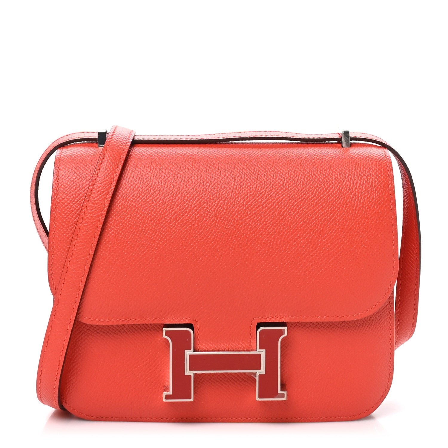 Hermes Epsom Enamel Constance 18 Capucine Sanguine