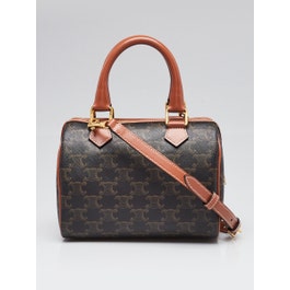 Celine Celine Brown/Black Triomphe Coated Canvas Boston Small Shoulder Bag