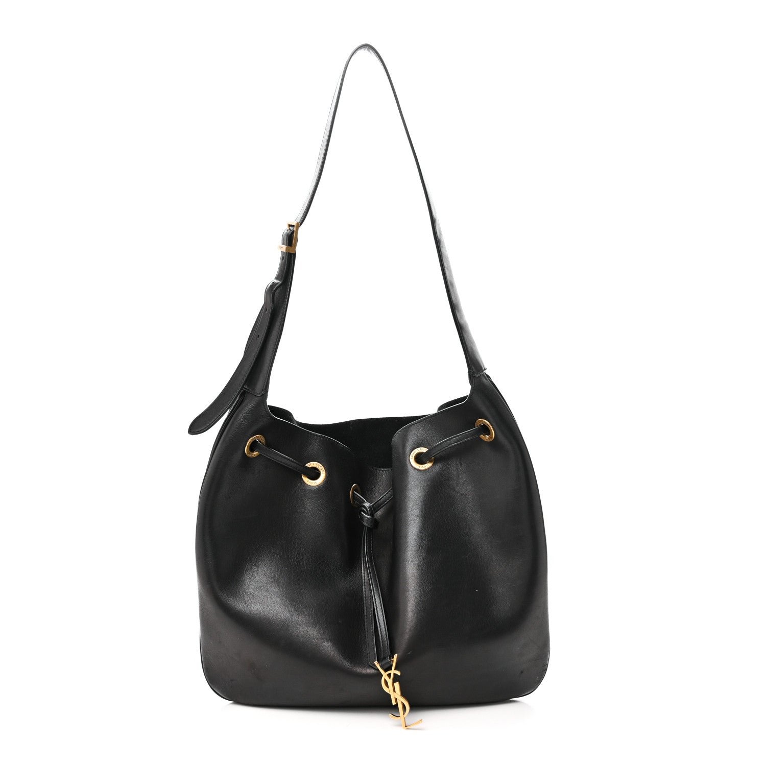 Saint Laurent Smooth Calfskin Paris VII Large Flat Hobo Black