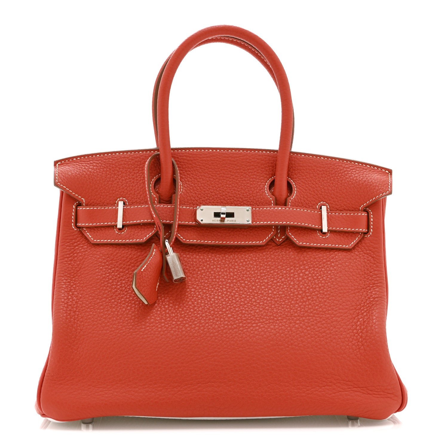 Hermes Taurillon Clemence Eclat Birkin 30 Sanguine White