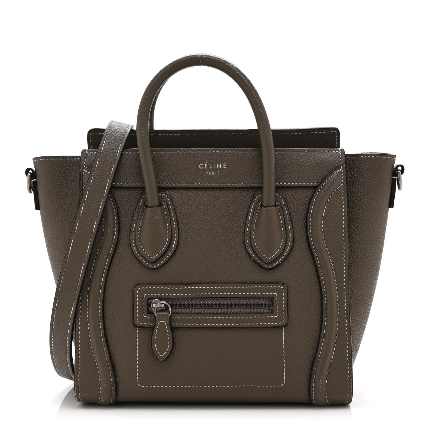 Celine Drummed Calfskin Nano Luggage Souris
