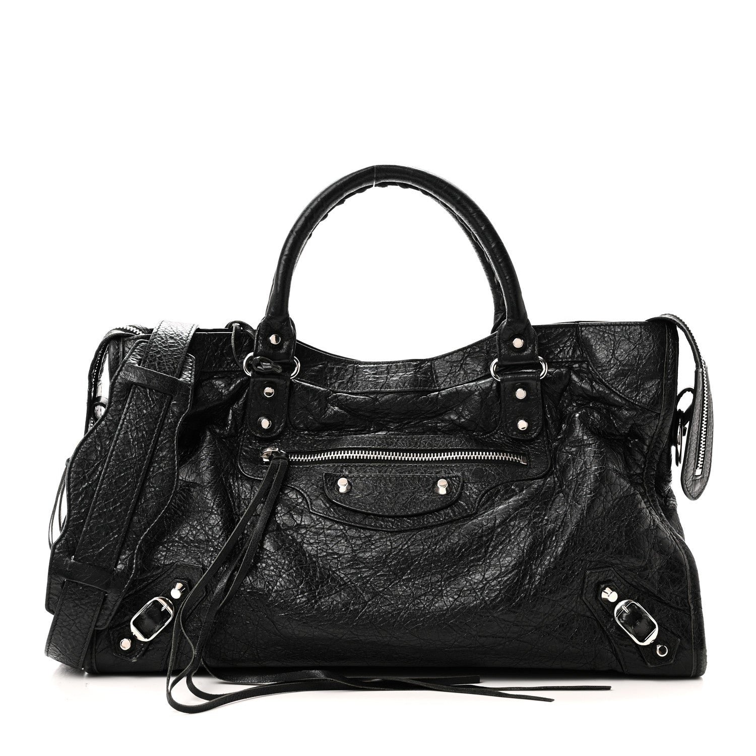Balenciaga Agneau Classic Silver Hardware City Black