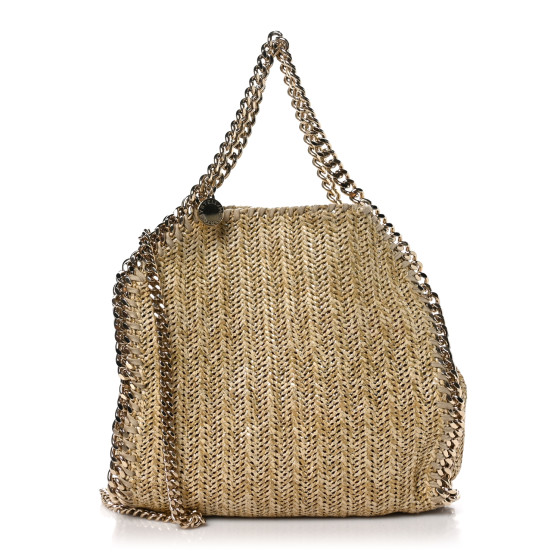 Stella McCartney Metallic Raffia Mini Falabella Tote Gold