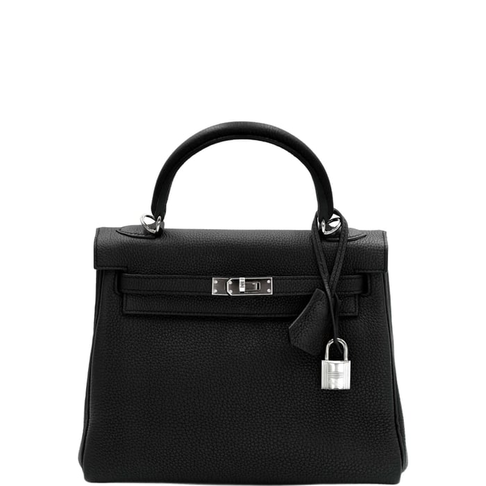 Hermes Hermès Kelly 25 Retourne Black Togo Palladium Hardware