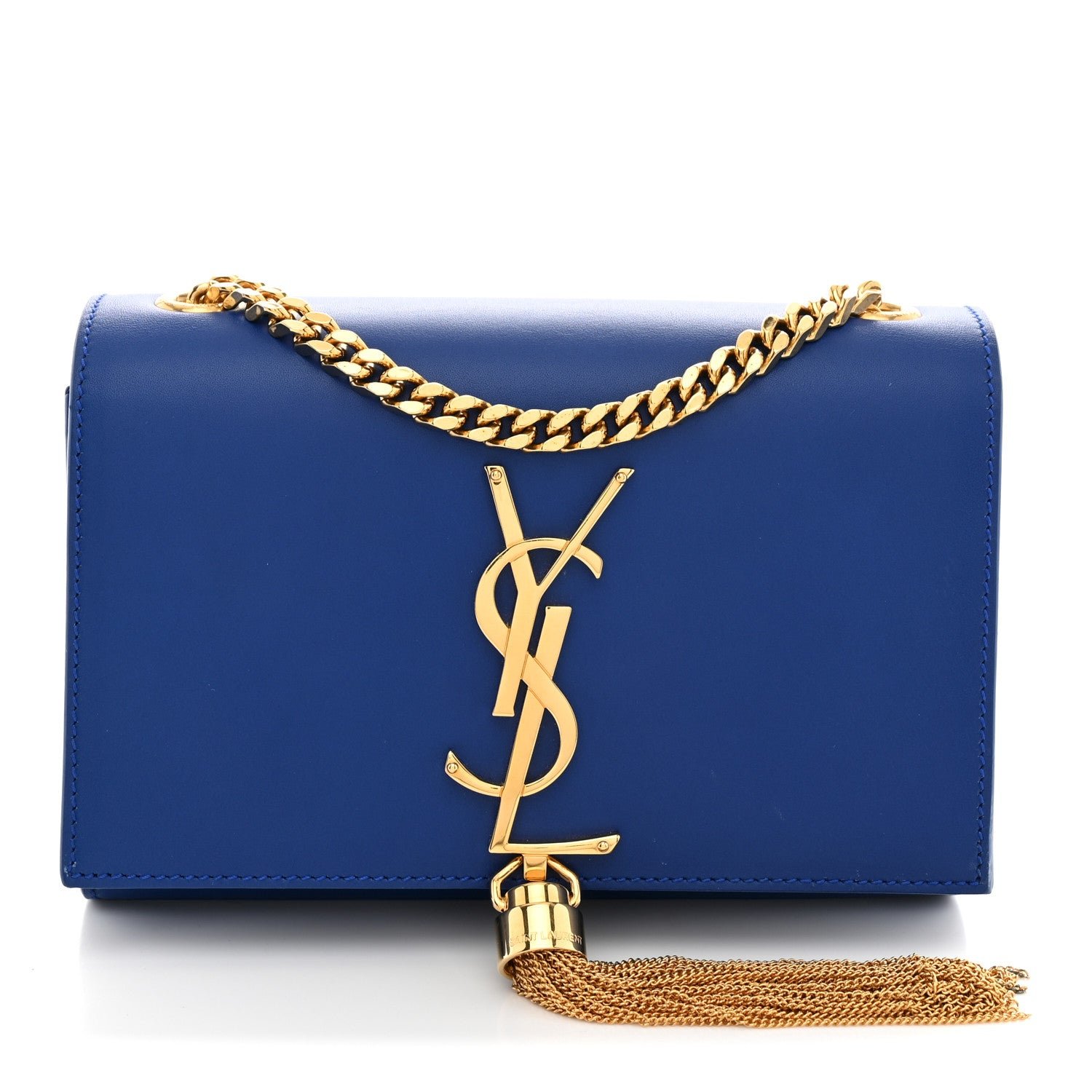 Saint Laurent Calfskin Small Classic Monogram Kate Tassel Satchel Royal Blue