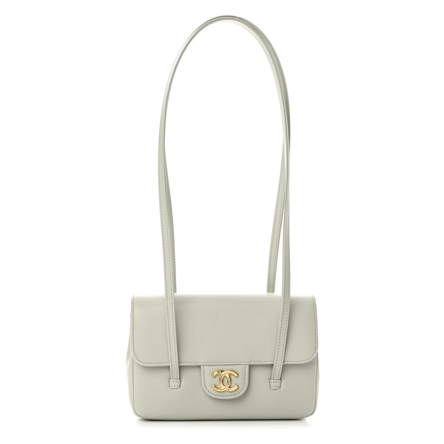 Chanel Shiny Caviar Mini Preppy Coco Shoulder Bag Light Blue