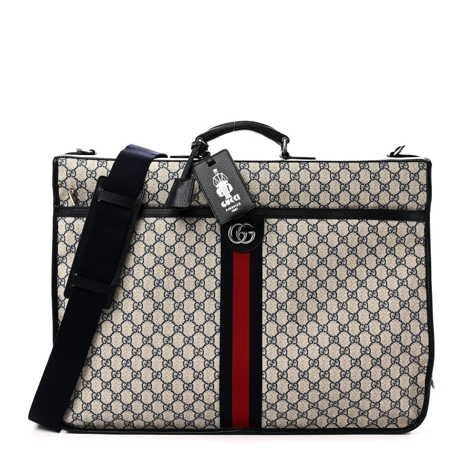 Gucci GG Supreme Monogram Web Savoy Garment Bag Beige Blue