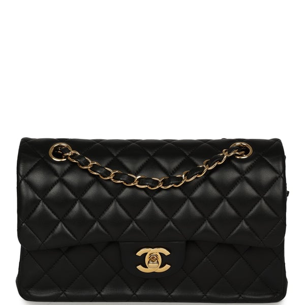 Pre-owned Chanel Small Classic Double Flap Bag Black Lambskin Gold Hardware