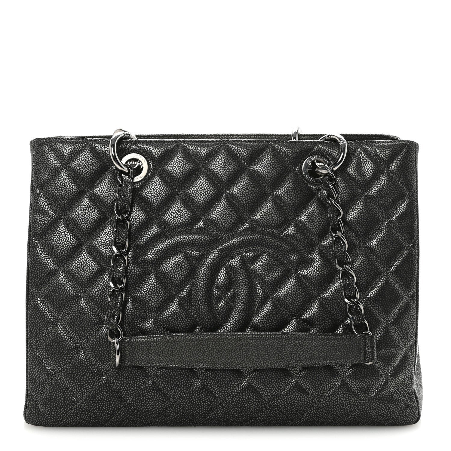 Chanel Caviar Quilted Grand Shopping Tote GST Dark Silver