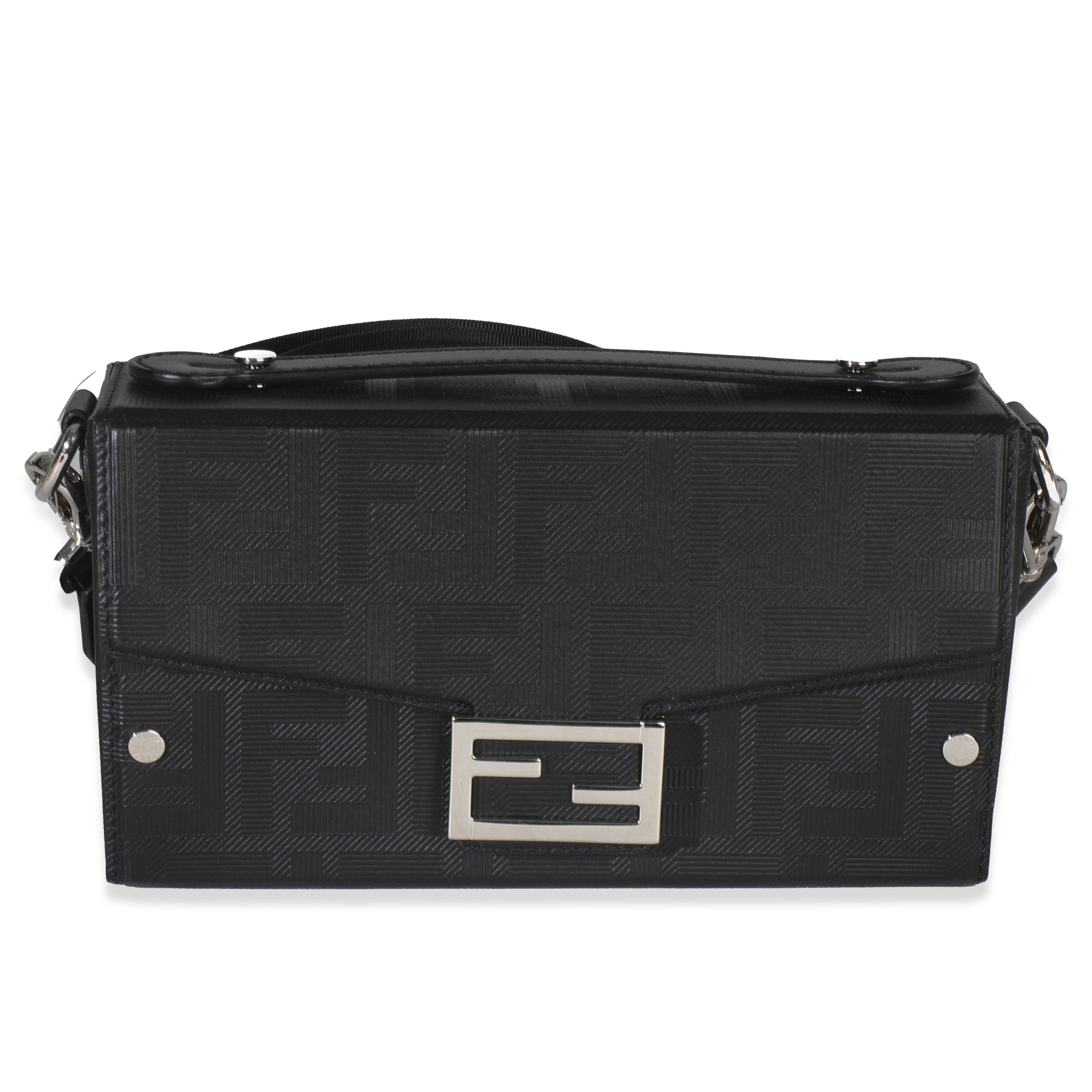 Fendi Black FF Leather Baguette Soft Trunk Crossbody