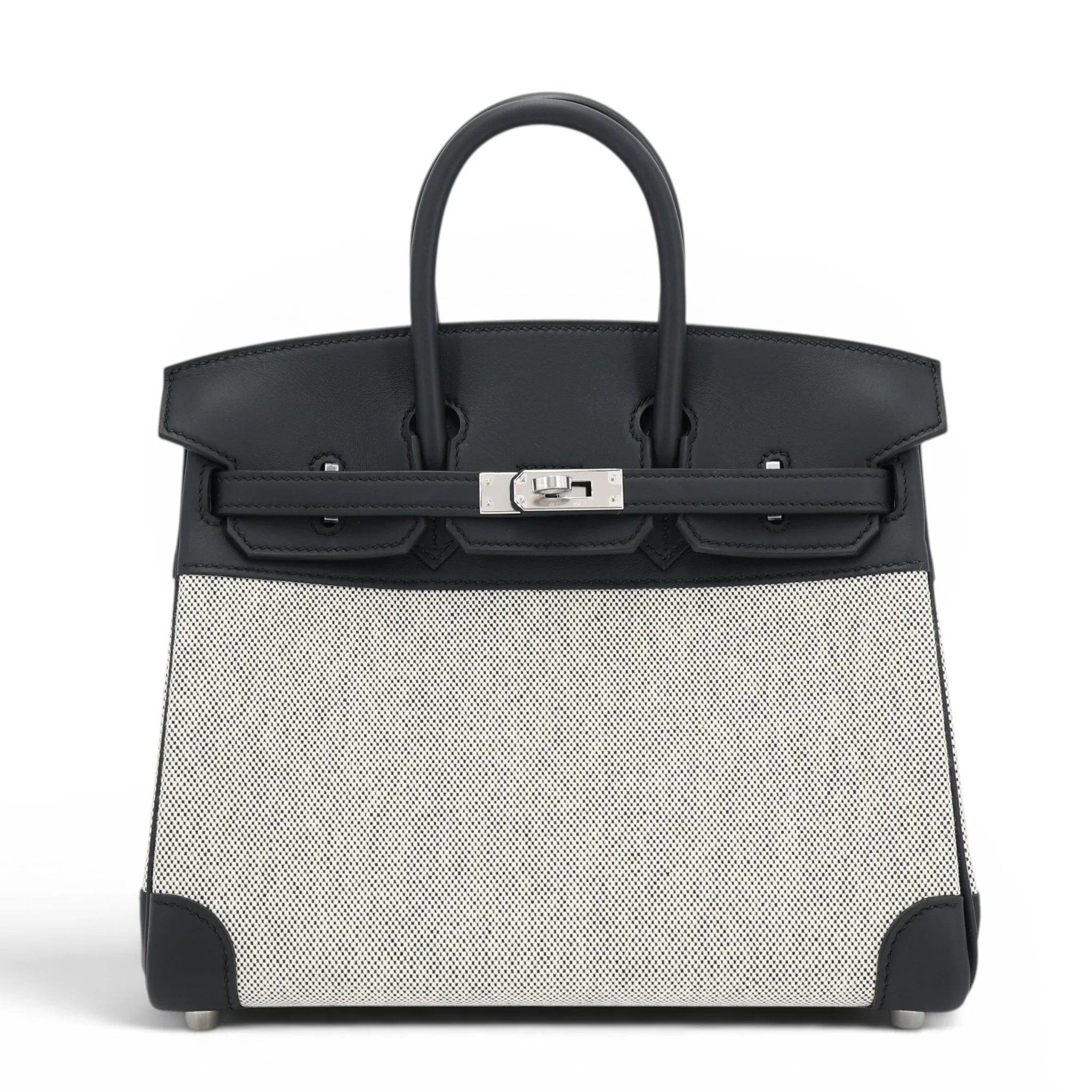 Brand New ( Rank N ) HERMÈS Birkin 25 Noir (89) Ecru Swift Toile H canvas Palladium hardware G (2026)