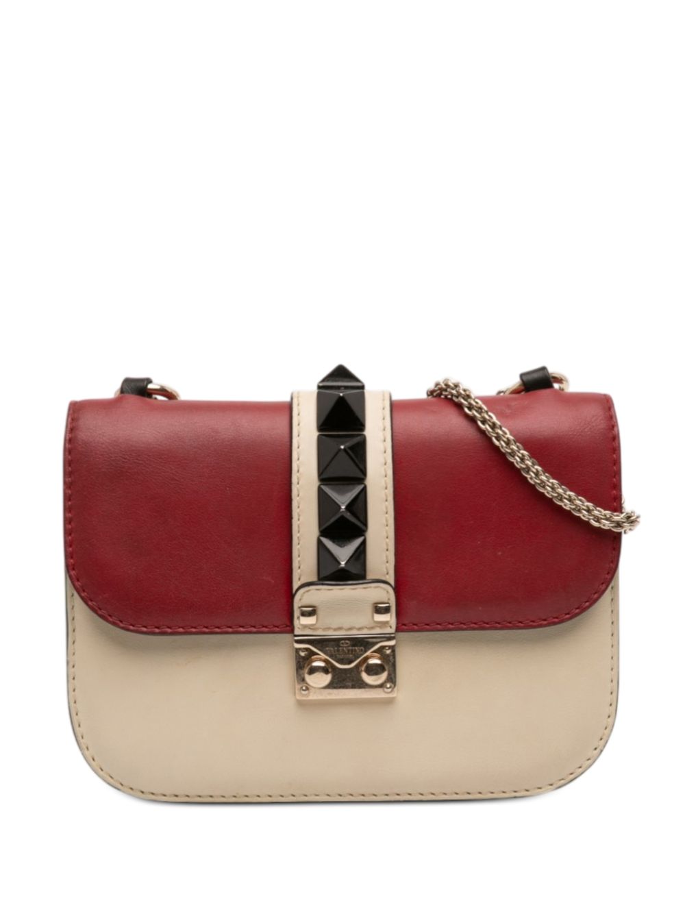 2000-2017 Small Tricolor Calfskin Rockstud Glam Lock crossbody bag