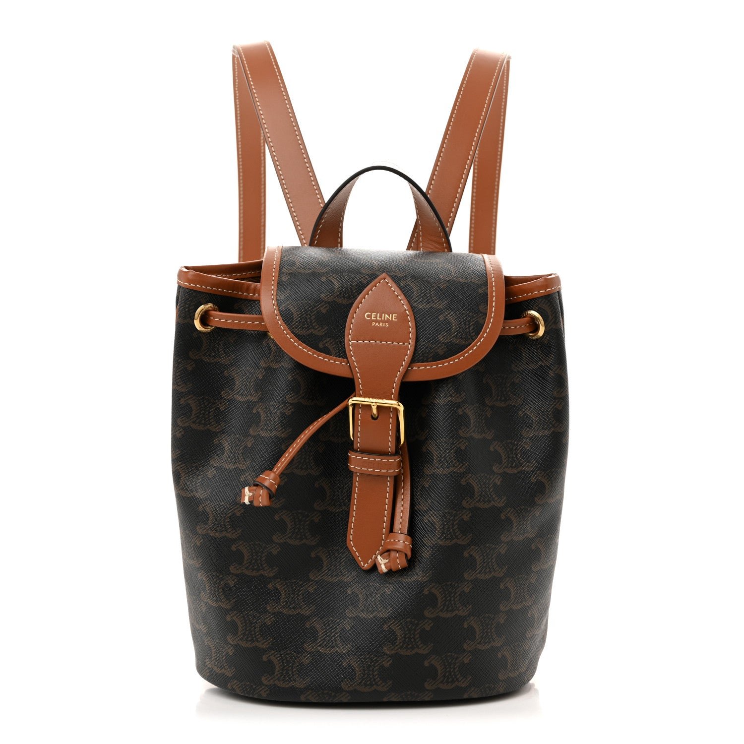 Celine Triomphe Canvas Calfskin Mini Folco Backpack Tan