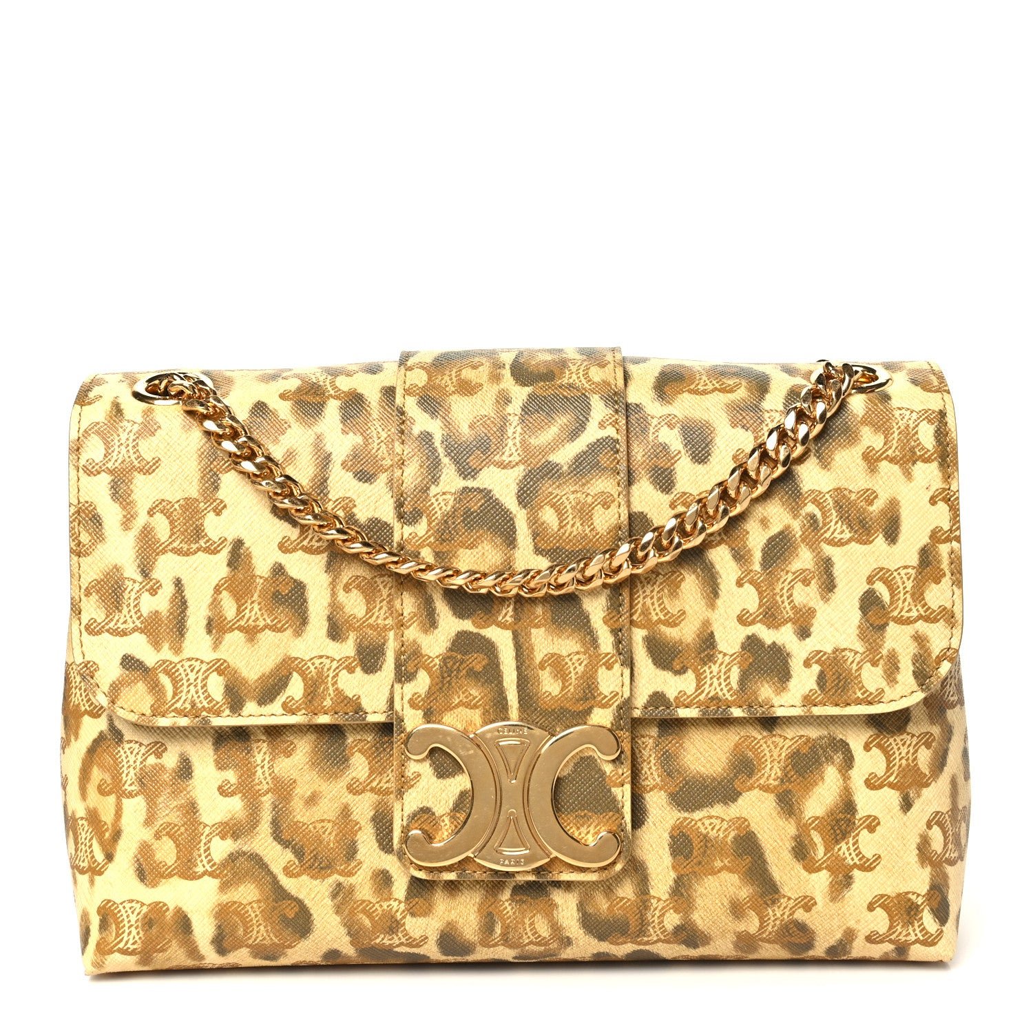 Celine Canvas Leopard Print Medium Victoire Bag