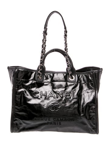 Large Glazed Calfskin Deauville Tote