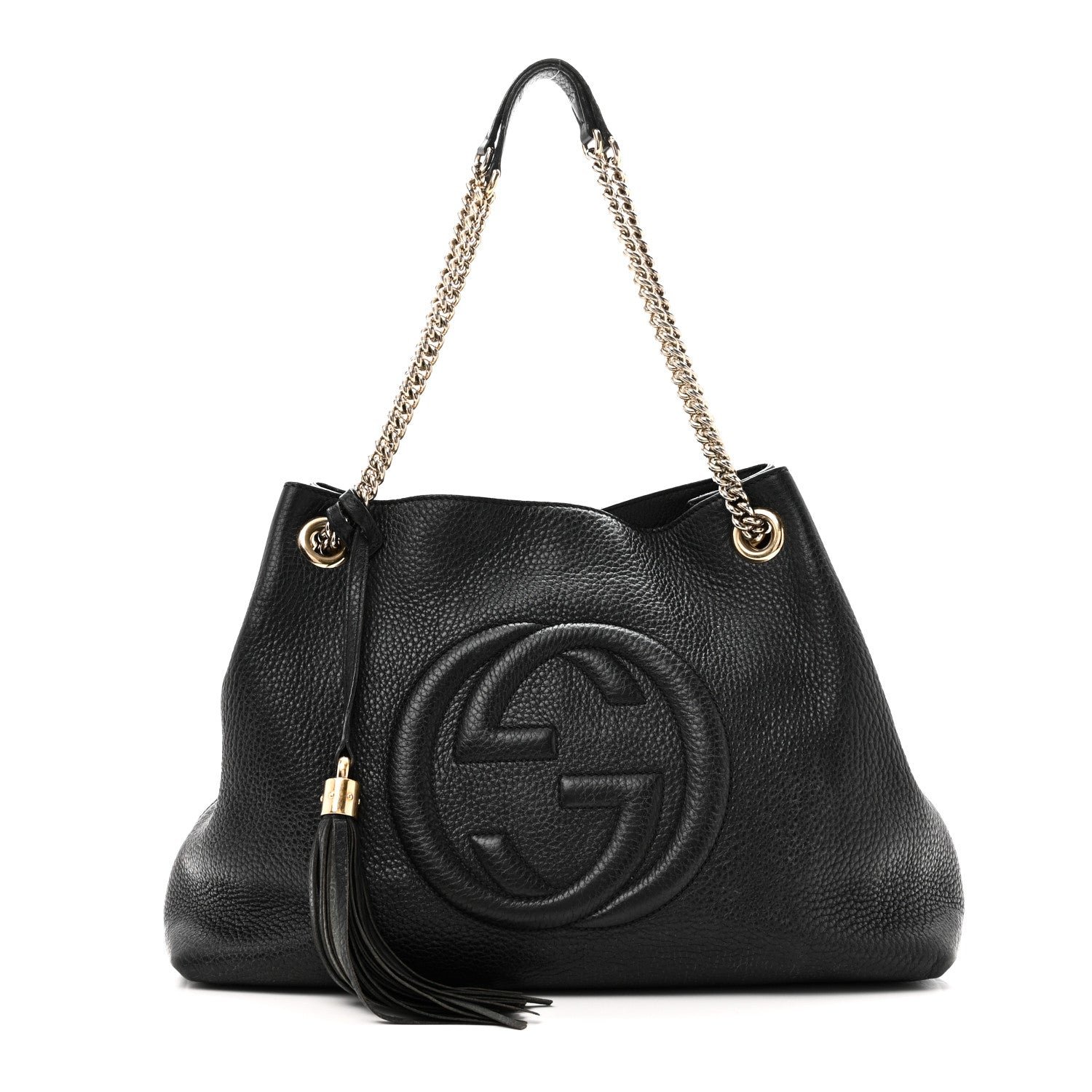 Gucci Pebbled Calfskin Medium Soho Chain Shoulder Bag Black