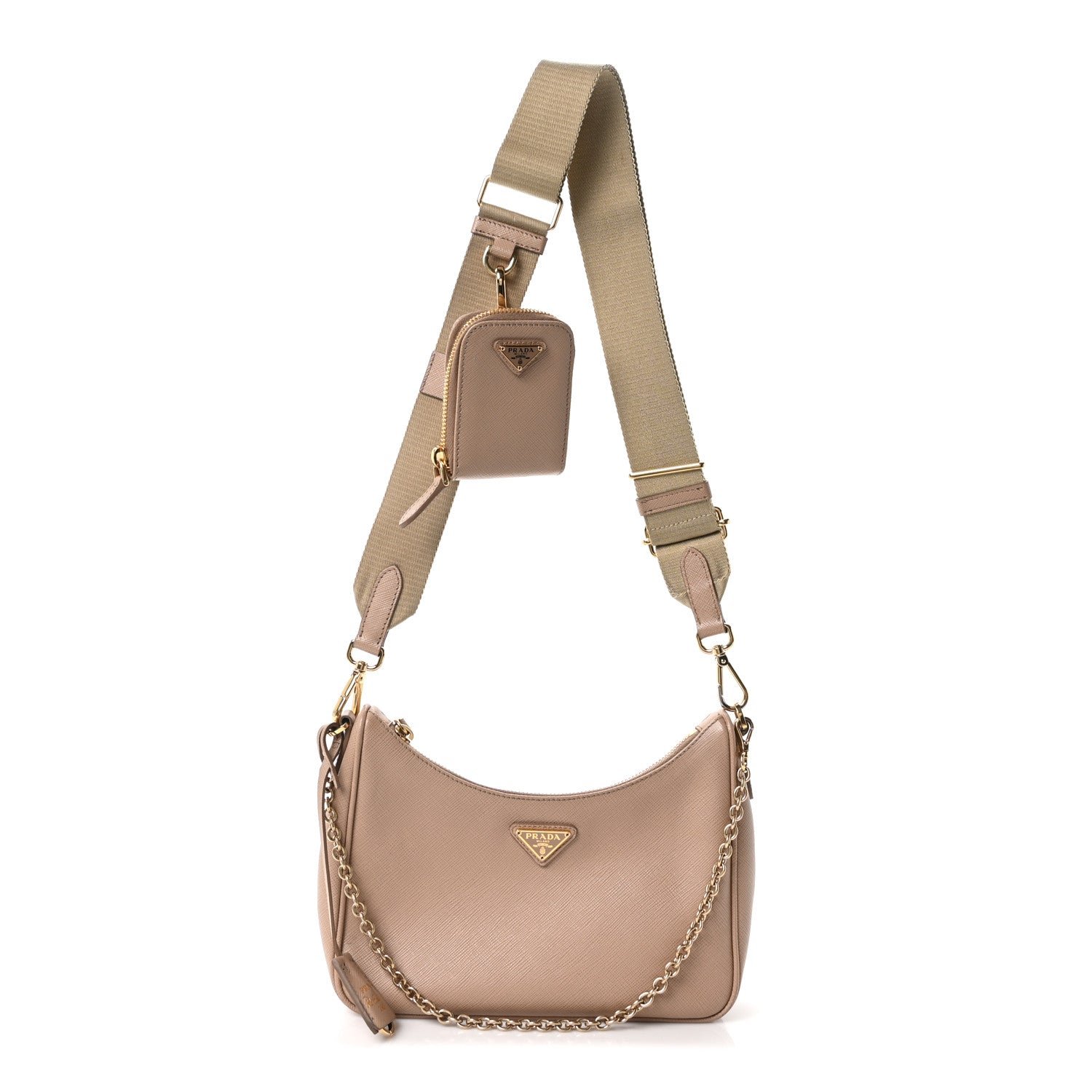 Prada Saffiano Lux Re-Edition 2005 Shoulder Bag Cammeo