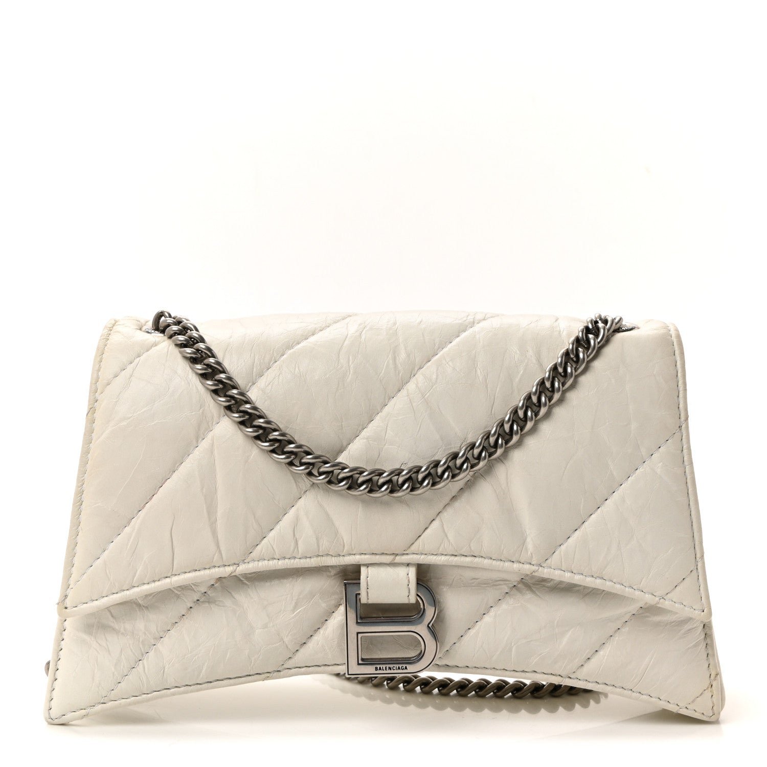 Balenciaga Balenciaga Crushed Calfskin Quilted XS Crush Chain Bag  Optic White