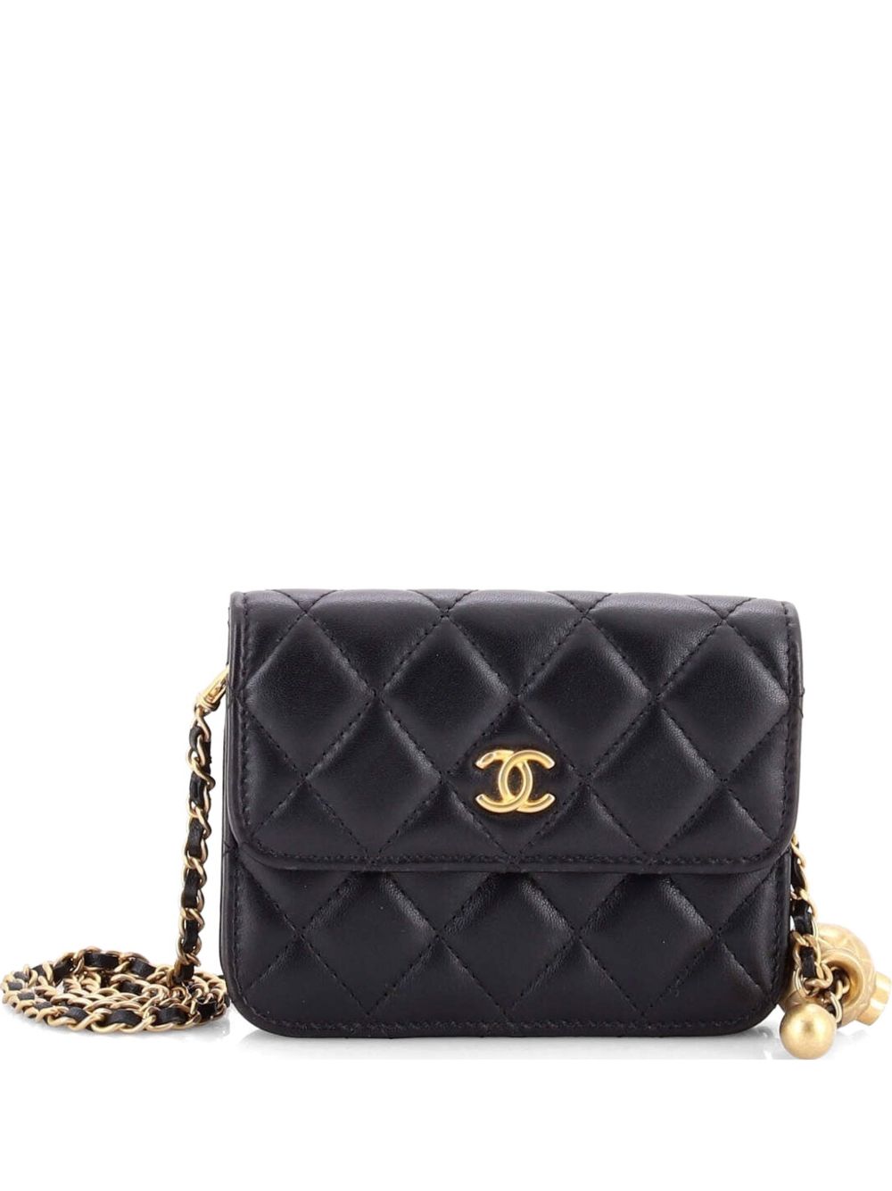 Pearl Crush Flap Clutch with Chain Quilted Lambskin Mini crossbody bag