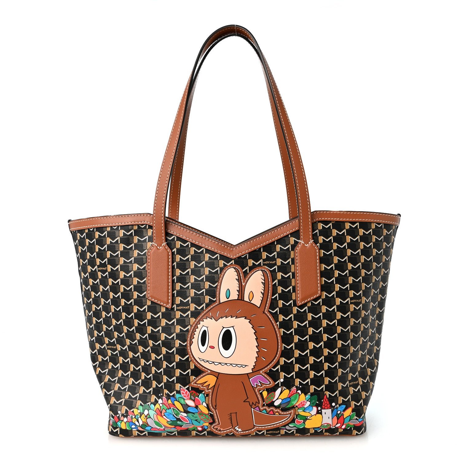 Moynat Moynat X KASING LUNG Calfskin Canvas M Labubu Tote PM Brown