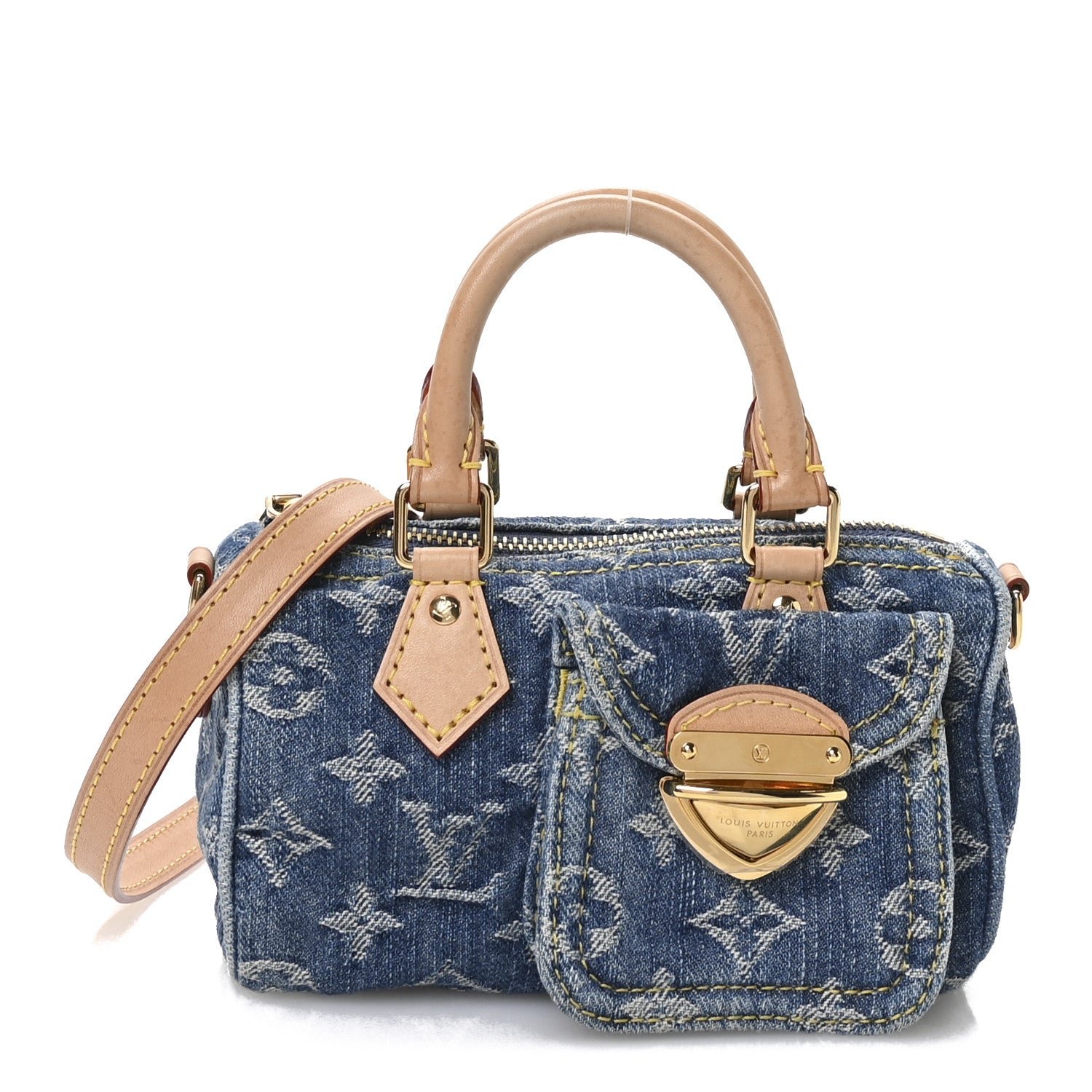 Louis Vuitton Monogram Denim Nano Speedy Blue