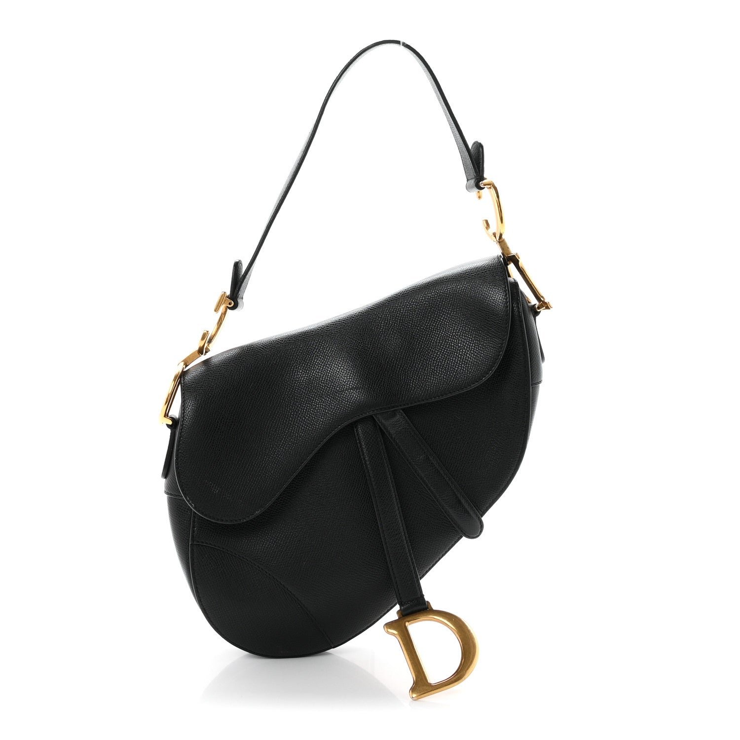 Christian Dior Grained Calfskin Saddle Bag Black