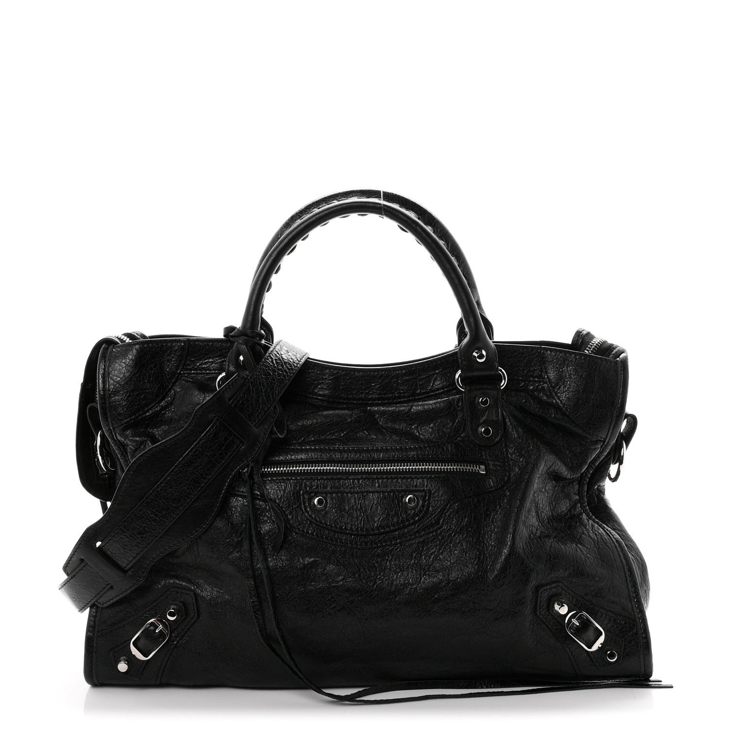 Balenciaga Agneau Classic Silver Hardware City Black