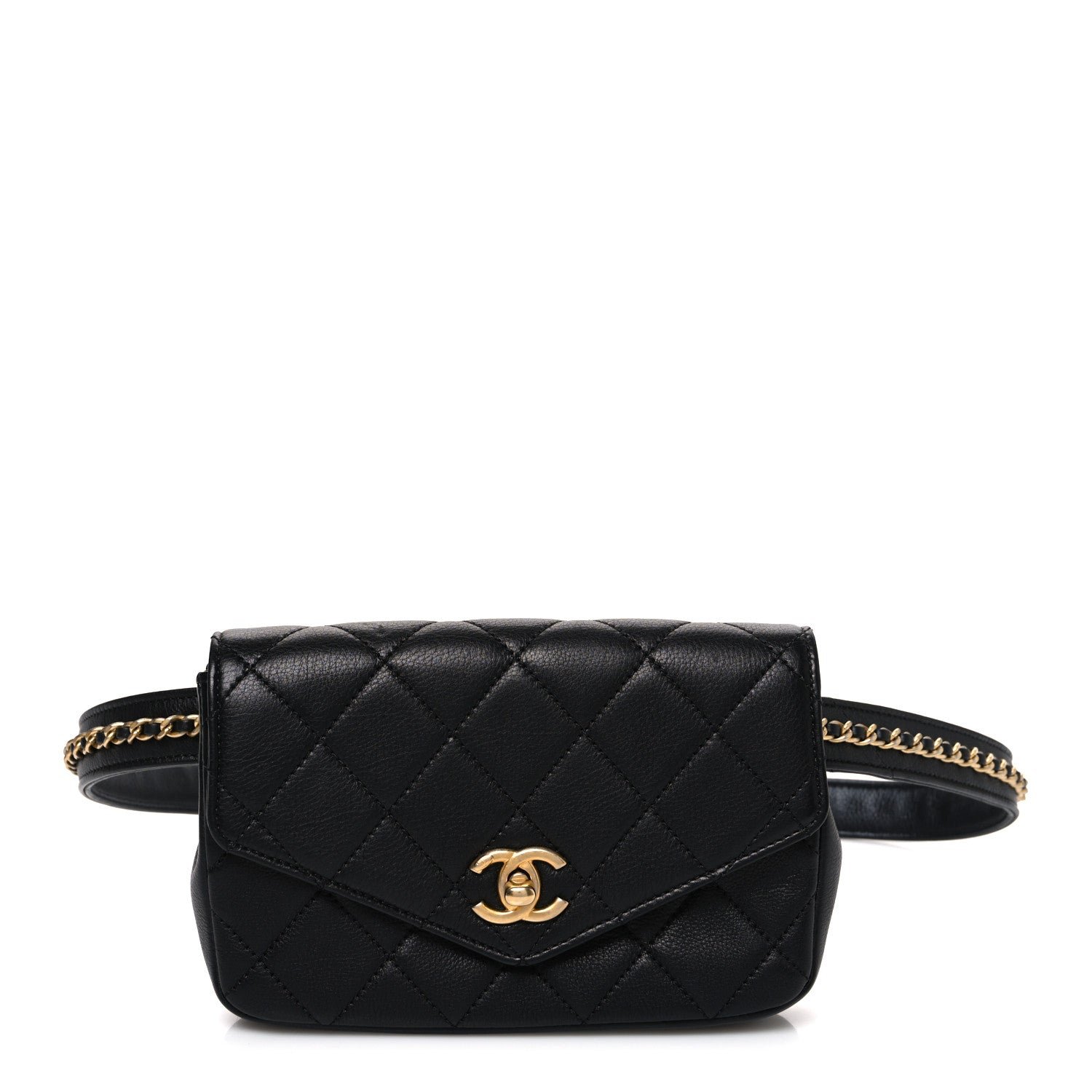 Chanel Calfskin Quilted Flap Waist Bag Black