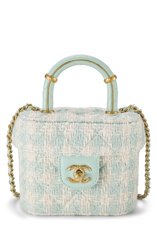 Green Quilted Tweed Crush Vanity Case Mini