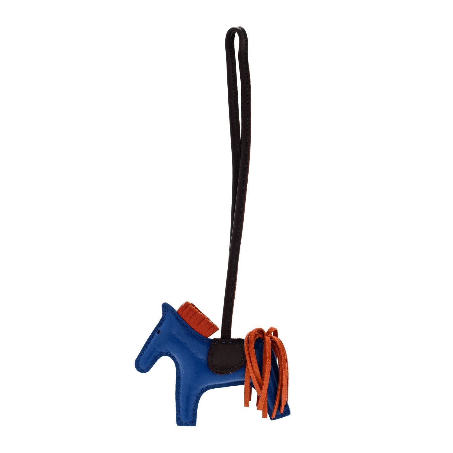 Hermes Milo Lambskin Grigri Rodeo Horse Bag Charm PM Bleu France Cornaline Rouge Sellier