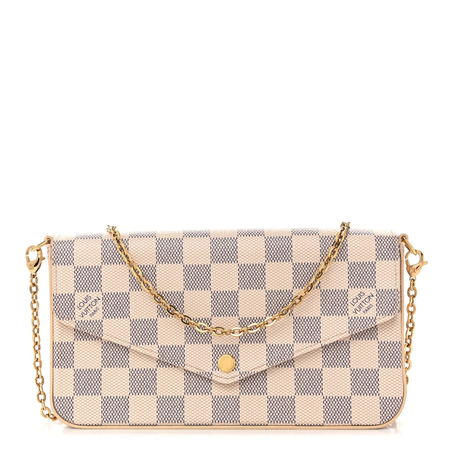 Louis Vuitton Damier Azur Pochette Felicie Chain Wallet Rose Ballerine