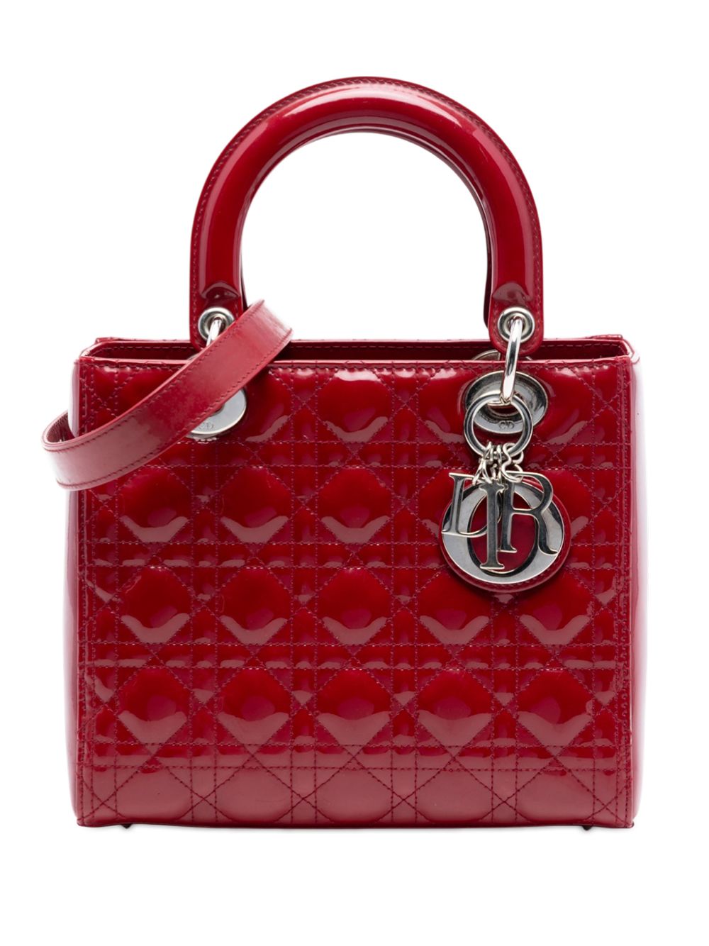 2018 Medium Patent Cannage Lady Dior satchel