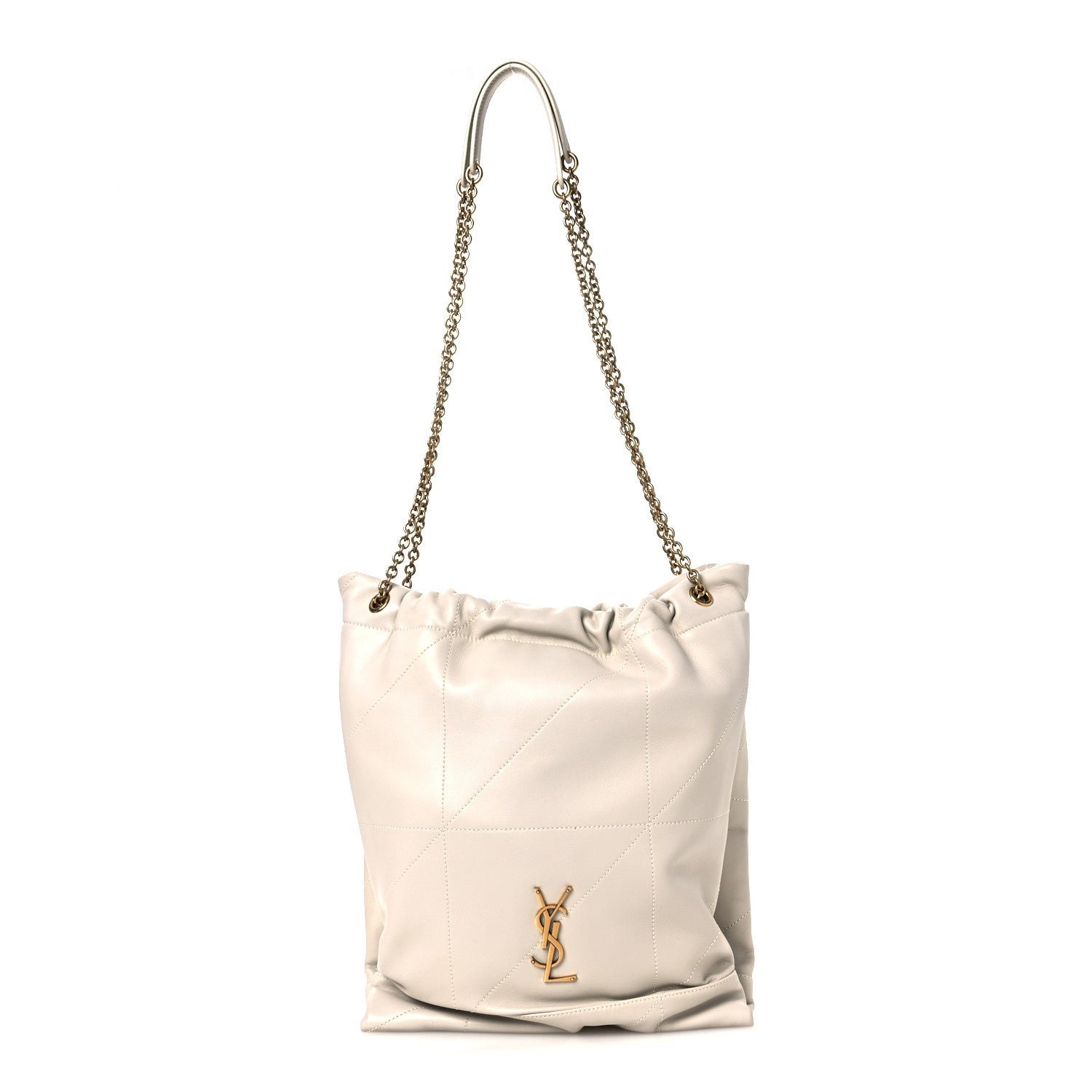 Saint Laurent Lambskin Matelasse Monogram Medium Jamie 4.3 Pochon Blanc Vintage