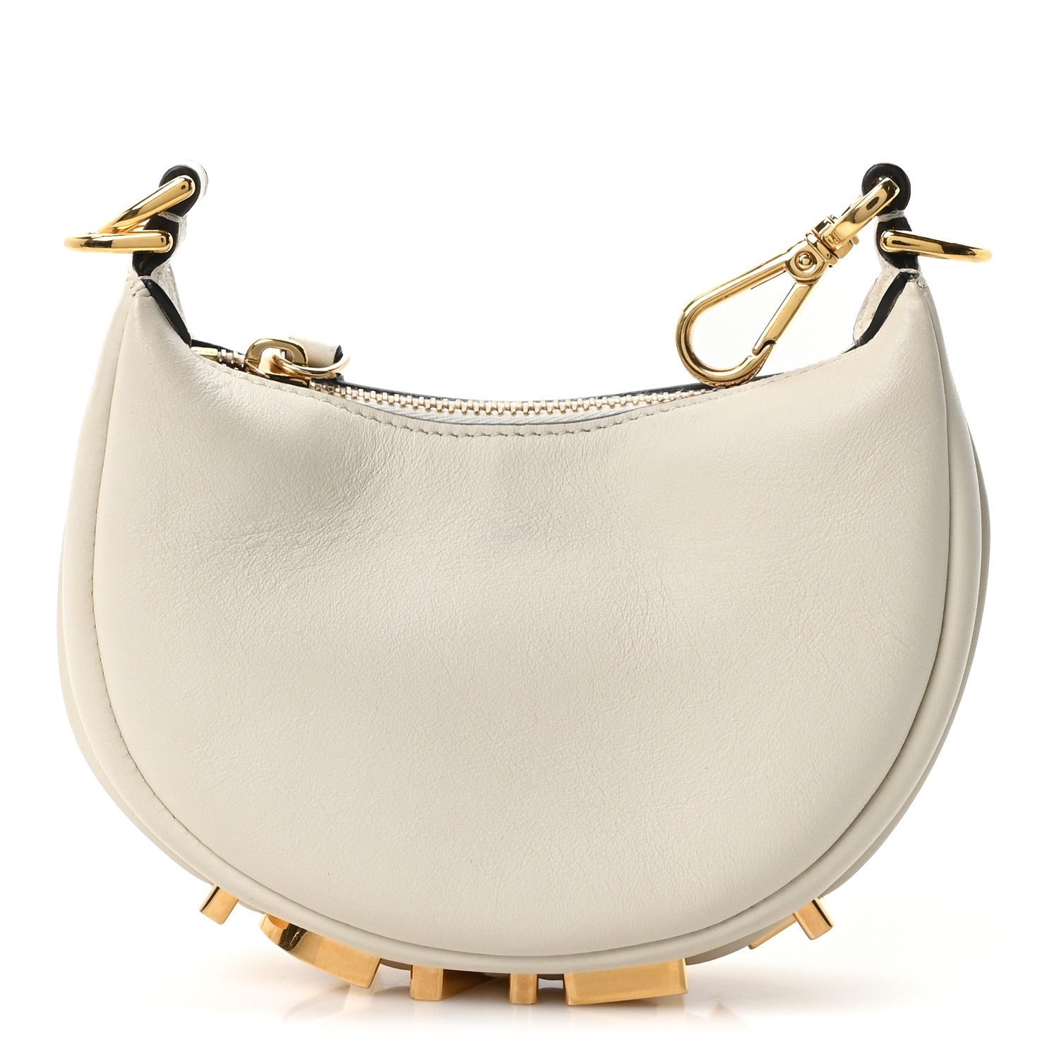 Fendi Vitello Grace Matte Nano Fendigraphy Hobo Charm White Ice