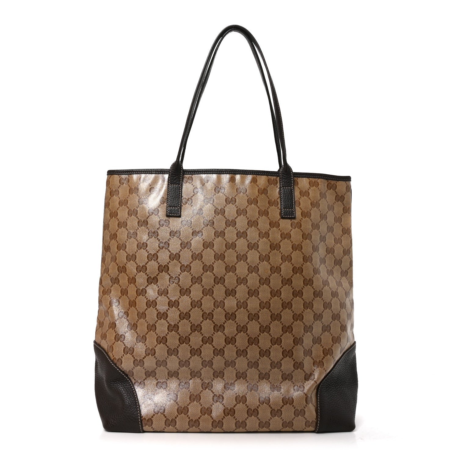 Gucci Crystal Monogram Shopping Tote Dark Brown