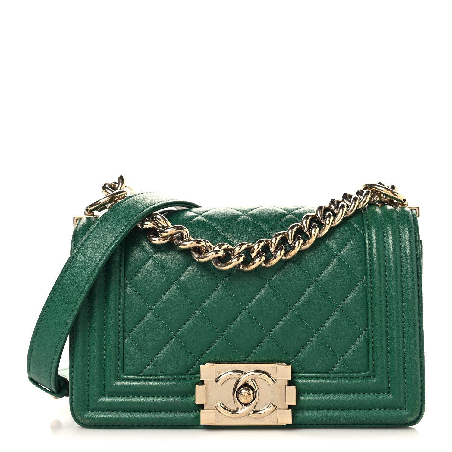 Chanel Lambskin Quilted Small Boy Flap Green