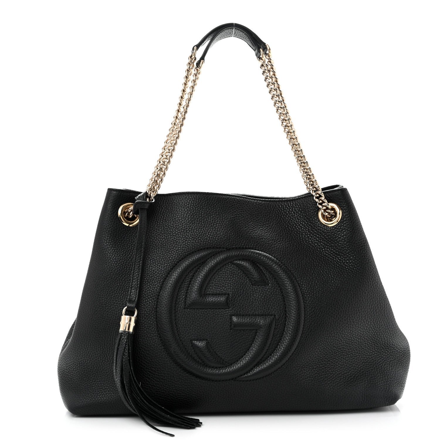Gucci Pebbled Calfskin Medium Soho Chain Shoulder Bag Black