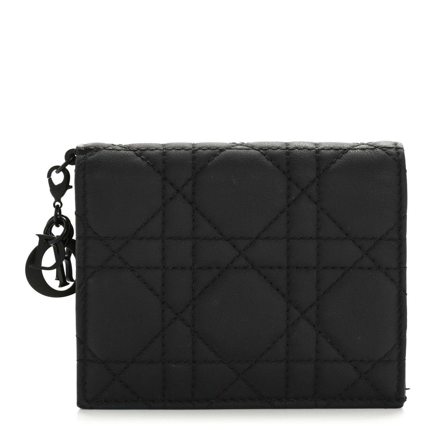 Dior Ultra Matte Calfskin Cannage Mini Lady Dior Gardenia Wallet Black